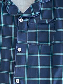 Boys' Simple Elegant Blue Plaid Casual Comfortable Long Sleeve Top And Pants 2 Pieces Set Loungewear - Blue - View 7