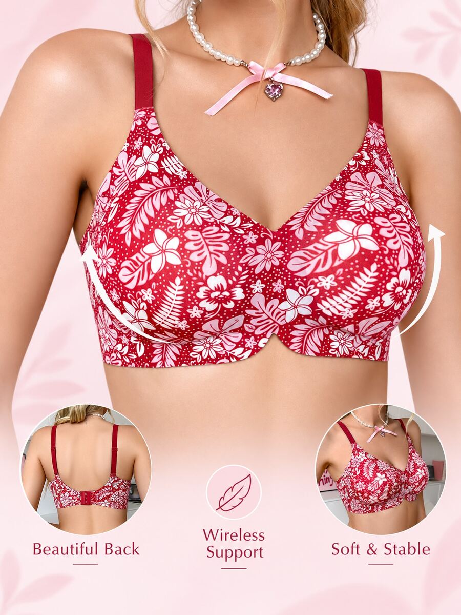PetitDoll 1pc Sexy Style Red Heart Print Seamless Underwear - Multicolor - View 1