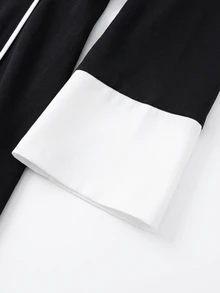 Celisse Pakaian Musim Gugur UNTUK Wanita: Gaun Panjang Pesta Kasual Colorblock Wanita - Hitam dan Putih - View 4