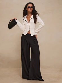 Glamine Contrast Color Decor Romantic Elegant Lapel Women's Jacket, Suitable For Beach Vacation, Casual, Business Commute, Valentine's Day Date And Gathering - Apricot - View 9