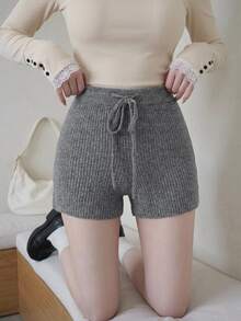 FRIFUL Women's Casual Versatile Knit Shorts - Grey - View 5