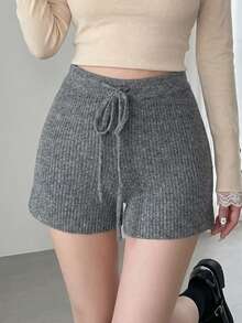 FRIFUL Women's Casual Versatile Knit Shorts - Grey - View 1
