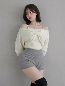FRIFUL Women's Solid Color Casual Versatile Daily Wear Long Sleeve Sweater - Apricot - View 7