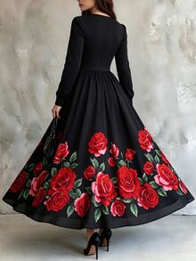Celisse Fall Clothes FOR WomenWomen's Elegant Floral Print Dress - Multicolor - View 2