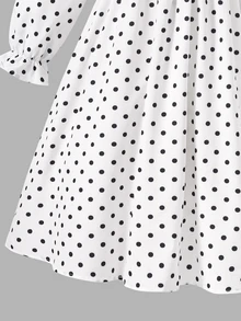 SHEIN Tween Girl Woven Polka Dot Collar 3D Contrast Color Bow Casual Dress - Multicolor - View 8