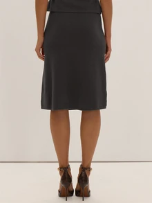 MUSEYN Brown Knit Midi Skirt Versatile Lounge Everyday Date Night Chic New Season Fall - Dark Grey - View 4