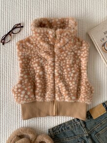 Comfortcana Jaket Rompi Bulu Palsu Wanita Warna Polos dengan Ritsleting Depan untuk Musim Gugur/Dingin, Sehari-hari dan Kencan Malam, Putih Elegan - MultiWarna - View 3