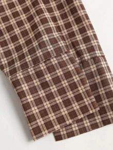 Sweetra Women's Elegant Retro Vintage Fashion Versatile Commute Personalized Brown Plaid Plaid Casual Long Sleeve Shirt Everyday School Autumn - Bronze - View 6