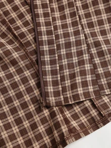 Sweetra Women's Elegant Retro Vintage Fashion Versatile Commute Personalized Brown Plaid Plaid Casual Long Sleeve Shirt Everyday School Autumn - Bronze - View 7