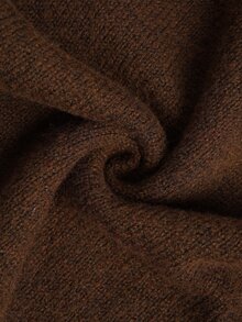 Linhara CURVE Plus Size Round Neck Leopard Print Scarf Tie Neckline Lazy Knit Sweater Autumn/Winter Top - Coffee Brown - View 8