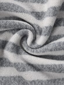 Louniche French Slouchy Casual Striped Sweater 2 Pieces Set Women's Winter Set Outfits Clothes Color Blocked Elegant Button Up Cardigan Cloth Fall 2026 Modern - Light Grey - View 10