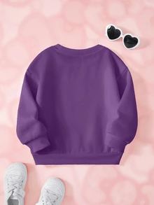 Peppa Pig X SHEIN Young Girl Letter Cartoon Print Long Sleeve Casual Sweatshirt - White - View 2