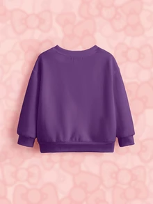 Peppa Pig X SHEIN Young Girl Letter Cartoon Print Long Sleeve Casual Sweatshirt - White - View 3