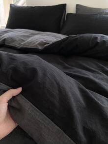 Luxury Soft Double Duvet Cover Set, Modern Stylish Bedding Set For Bedroom - Black - View 5