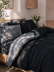 Luxury Soft Double Duvet Cover Set, Modern Stylish Bedding Set For Bedroom - Black - View 4