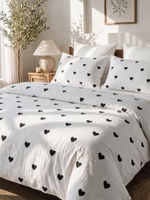 Luxury Soft Double Duvet Cover Set, Modern Stylish Bedding Set For Bedroom - White - View 2