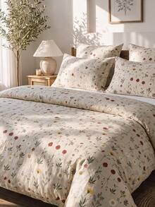 Luxury Soft Double Duvet Cover Set, Modern Stylish Bedding Set For Bedroom - Beige - View 2