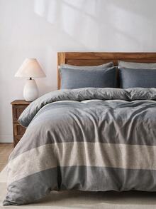 Luxury Soft Double Duvet Cover Set, Modern Stylish Bedding Set For Bedroom - Grey - View 4