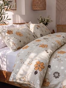 Luxury Soft Double Duvet Cover Set, Modern Stylish Bedding Set For Bedroom - Mocha Brown - View 6