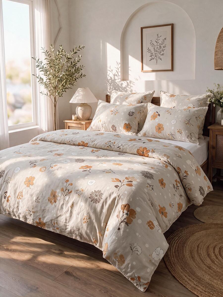 Luxury Soft Double Duvet Cover Set, Modern Stylish Bedding Set For Bedroom - Mocha Brown - View 1