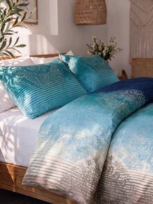 Luxury Soft Double Duvet Cover Set, Modern Stylish Bedding Set For Bedroom - Teal Blue - View 5