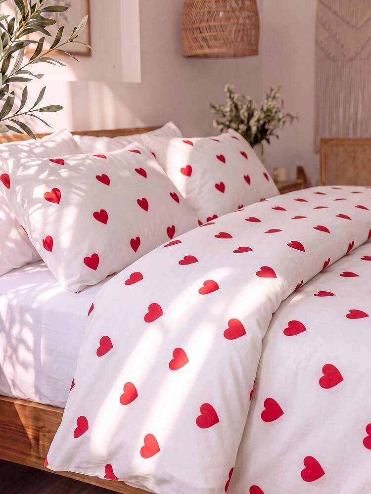 Luxury Soft Double Duvet Cover Set, Modern Stylish Bedding Set For Bedroom - Red and White - View 4