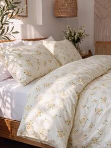 Luxury Soft Double Duvet Cover Set, Modern Stylish Bedding Set For Bedroom - Light Yellow - View 6