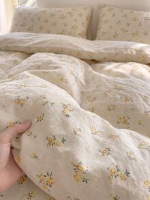Luxury Soft Double Duvet Cover Set, Modern Stylish Bedding Set For Bedroom - Light Yellow - View 5