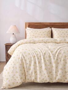 Luxury Soft Double Duvet Cover Set, Modern Stylish Bedding Set For Bedroom - Light Yellow - View 4