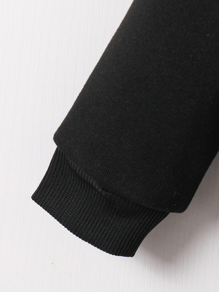 Girls' Brushed Fleece Hooded Sweatshirt - Black - Sample Blank - Black - View 3