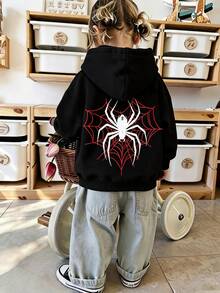 Girls' Brushed Fleece Hooded Sweatshirt - Black - Sample Blank - Black - View 1