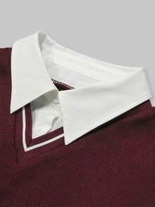 RosyDaze 女款 NY 刺繡時尚簡約 Polo 領 T 恤，撞色設計，送給朋友的禮物 - 彩色 - 查看 3