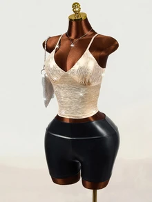 Mistrie Women's Solid Color Casual Versatile Everyday Camisole Top - Gold - View 6