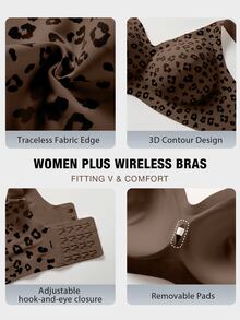 SHEIN Sujetador Push-Up sin Aros con Copas Moldeadas, Soporte Suave y Tira de Gel Sin Costuras para Mujer Talla Grande - Marrón Chocolate - Ver 5