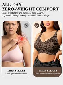 SHEIN Sujetador Push-Up sin Aros con Copas Moldeadas, Soporte Suave y Tira de Gel Sin Costuras para Mujer Talla Grande - Marrón Chocolate - Ver 7