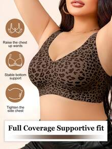 SHEIN Sujetador Push-Up sin Aros con Copas Moldeadas, Soporte Suave y Tira de Gel Sin Costuras para Mujer Talla Grande - Marrón Chocolate - Ver 3