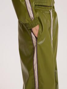 MUSERA Faux Leather Elasticated Waist Loose Fit Wide Leg Trouser Winter Fall Cute Everyday Coolgirl Mullburn Hill - Green - View 5
