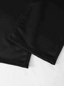 SHEIN 青少年女孩秋季套裝 2件/組圓領秋冬衛衣套裝，不對稱肩領拼接設計，校園黑白運動風 - 黑色 - 查看 10