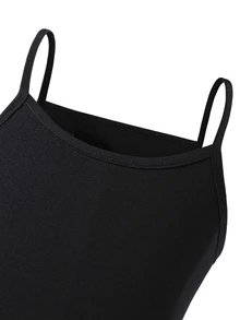 SHEIN 青少年女孩秋季套裝 3件組：圖案印花短版連帽衛衣、簡約肩帶細肩帶背心、水洗破洞寬腿牛仔褲，適合學校校園穿搭 - 杏色 - 查看 9