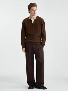 Manfinity CasualKnits Men's 2 In 1 Long Sleeve Casual Versatile Sweater - Brown - View 3