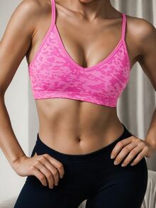 Gameset SHEIN Sport Fashionable Jacquard Detachable Padded Sports Bra - Pink - View 1