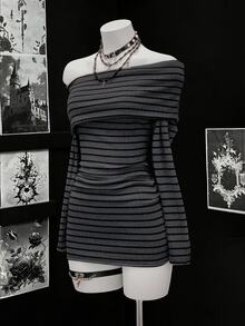 Bitrose Women's Fashionable Grey Plaid Striped Long Sleeve Dress Night Out Going Out Autumn Grunge - Multicolor - View 6