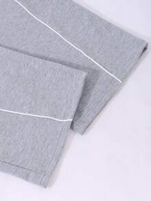SHEIN Tween Girls Wide Leg Straight 1pc Tween Girl Loose Casual Sports Sweatpants, Solid Color Athletic Pants Fall Winter, Minimalist, Back To School - Grey - View 7