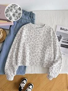 SHEIN Teen Girls Casual Sweatshirt Y2K Letter Print Pullover Sweatshirt Long Sleeve Cute Fall Winter Back To School Outfit - Multicolor - View 4