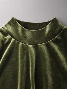 GlowEve Fall Clothes FOR WomenWomen's Knitted Lace Trim Elegant Autumn Dress - Army Green - View 5