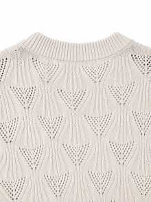 GlowEve CURVE Plus Size Women's Elegant Hollow-Out Floral Argyle Knit Cardigan Top,Autumn/Winter Fall Winter Sweater Fall Winter 2026 - Apricot - View 8