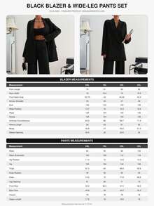 SHEIN Plus Size Solid Black Color Loose Fit Elegant Business Casual Smart Suit Set Semi Formal Office - Black - View 7