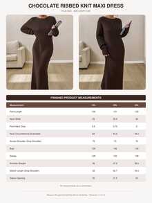 EURMUSE Plus Size Boat Neck Ribbed Knit Midi Dress Earthy Brown Fit With Textured Stitch Work Evening Elegant Graduation Holiday - Brown - View 8