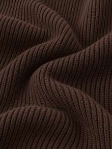 EURMUSE Plus Size Boat Neck Ribbed Knit Midi Dress Earthy Brown Fit With Textured Stitch Work Evening Elegant Graduation Holiday - Brown - View 7