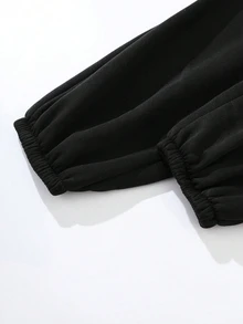 SHEIN Skeleton Hand Print Slant Pocket Sweatpants Graduation,Back To School Outfits,Graduation,Teacher Outfits For Women,Back To School Fall Cloth For Women - Black - View 3